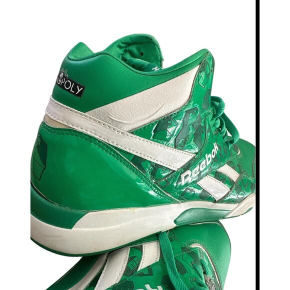 Reebok Reverse Jam Monopoly House Homes Hotels High Tops sz 12 Green White